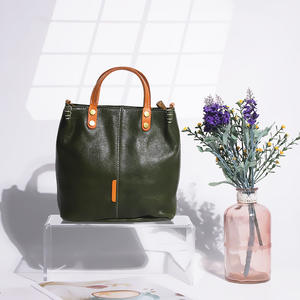 กระเป๋าถือหนังแท้ย้อนยุคหนังฟอกฝาดทำด้วยมือสำหรับผู้หญิงกระเป๋าสะพายไหล่เรียบง่ายหลากสี - Product Image 3