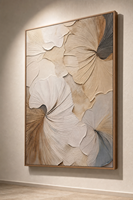 Peinture murale abstraite texturée 3D, nature morte moderne, relief fait main, peinture à l'huile sur toile, cadre avec support en bois pour salon