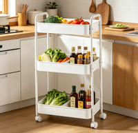Chariot de rangement utilitaire à 3 niveaux pour cuisine, étagère de rangement roulante en métal, vente en gros d'usine