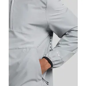 Custom 100% Polyester Outdoor Waterproof Hiking Jacket Man Running Wear Windproof Windbreaker Breathable Hooded Rain Jacket