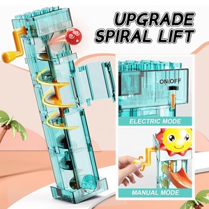 255 Parça Mermer Parkuru Cennet Kaydırağı Yapım Blokları Seti DIY Mermer Labirent Parkuru Yuvarlanan Top Tuğlaları Yapım Oyuncağı Asansörlü - Product Image 4