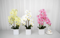 Oh Arts Vente directe de plantes ornementales de luxe en pot Fleur d'orchidée artificielle en pot pour la décoration du salon