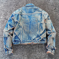 Veste en jean multi-poches personnalisée OEM pour homme, style streetwear déchiré et vieilli, effet délavé à l'acide, vintage
