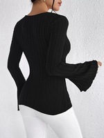 Pull en maille torsadée à col en V pour femme, épais, automne-hiver, facile d'entretien, décontracté, mode, vente en gros, vêtements en vrac