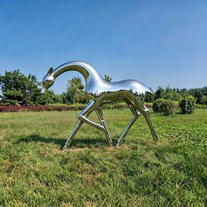 Abstract Stainless Steel <b>Animal</b> Sculptures, Abstract Deer & Various Metal <b>Animal</b> Statues with Mirror Polishing & Spray Painting - Product Image 1