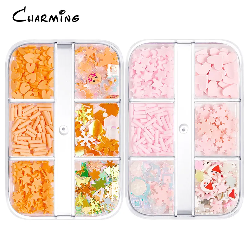 Christmas Polymer Clay 3D Nail Art Decoration Kids Cartoon DIY Polyester Chunky Mix Glitter Powder For Nail Art Bulk Glitter Se