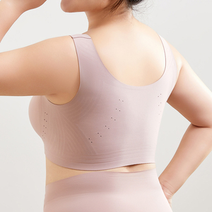 <span class=keywords><strong>Sujetador</strong></span> sin costuras <span class=keywords><strong>con</strong></span> cierre frontal a presión, diseño transpirable <span class=keywords><strong>con</strong></span> orificios, tirantes anchos, bralette cómodo posquirúrgico <span class=keywords><strong>con</strong></span> almohadillas no extraíbles - Product Image 2