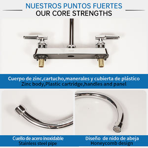 Robinet de cuisine SOLVEX contemporain chromé 19*480mm 8 pouces en zinc à 2 poignées et 2 trous pour les centres commerciaux et les hôtels - Product Image 5