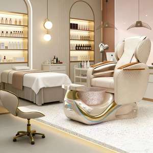 Nouveau fauteuil de pédicure de luxe moderne pour salon de manucure, fonction massage, conception sans tuyauterie, aucune plomberie requise, avec bol de pédicure inclus. - Product Image 2