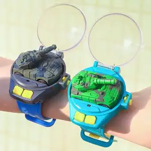2.4G Watch RC Car Toys Mini Alloy Tank Children Cartoon Wrist USB Charging Infrared Remote Control Diecast Racing Cars For Boys