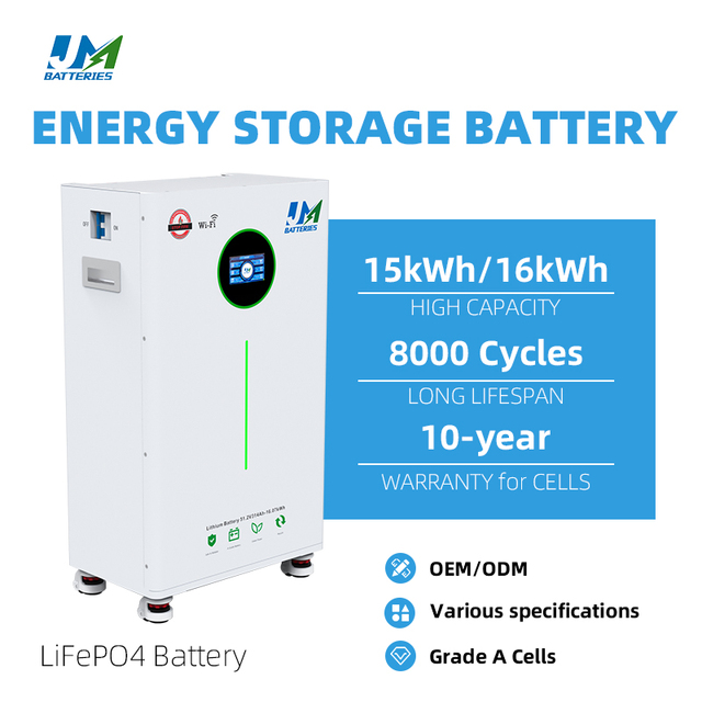 JM High Performance BYD Solar Battery Lifepo4 51.2v 314ah 300Ah 15 kWh 16 kWh LFP Battery Pack Vertical Whole-Home Backup Power