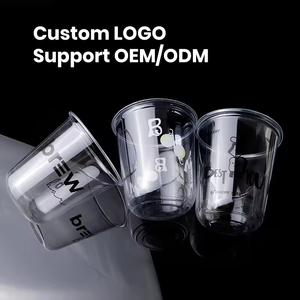 Custom logo 90mm-16oz 16 Ounces 16 oz U-shaped Disposable PET <strong>Plastic</strong> Pla clear Coffee Boba <strong>Cup</strong> with Lids for Matcha Iced Drinks - Product Image 4