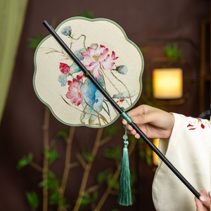 พัดคาดเอวสีเขียวมิ้นท์ลายดอกไม้แบบตะวันออก ประดับด้วยลายแจ็คการ์ด  งานฝีมือแท้ๆ สะท้อนวัฒนธรรมจีนดั้งเดิม - Product Image 2