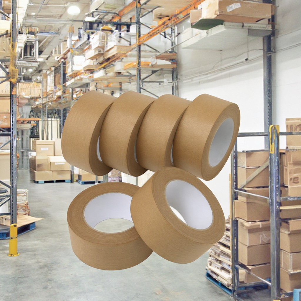 Custom Logo Printing Self Adhesive Kraft Paper Tape Water Activated Gummed Reinforced Kraft Paper Sealing Tape