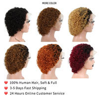 Perruques de Cheveux Humains Courts Bouclés Coupe Pixie pour Femmes Noires, Frontal en Dentelle Complète 13x4, Perruques Courtes Pixie Cheveux Humains Brésiliens En Gros