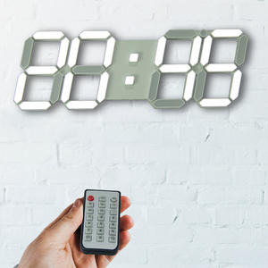 EMAF Reloj <span class=keywords><strong>Despertador</strong></span> con Control Remoto para Sala de Estar, Luz Nocturna, LED 3D, Digital, de Pared - Product Image 3