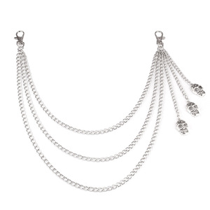 Cadena de cintura con calavera de aleación de zinc, colgante de triple capa, cadena corporal unisex de moda para uso diario - Product Image 5