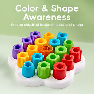 Gioco Educativo per Bambini KS, Blocchi di Costruzione Impilabili Fai-da-Te, <span class=keywords><strong>Puzzle</strong></span> di Forme, Gioco di Ordinamento, Giocattoli Montessori con Pioli in Plastica Robusta - Product Image 5