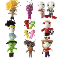 Porte-clés en peluche voodoo miniature personnalisé fait main, pas cher, en gros, cadeaux promotionnels pour festivals