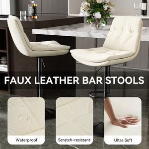 Modern Adjustable Height Swivel Water Resistant Commercial Use <b>Bar</b> <b>Stools</b> Double-Layered Cushion Backrest Faux <b>Leather</b> Iron Gym - Product Image 5