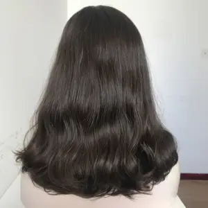 Wig Virgin Eropa Hitam Alami Rambut Lurus Kutikula Buatan Tangan Wig Halal Sheitel untuk Yahudi