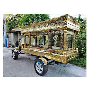 Carruaje funerario tallado en blanco inglés de alta calidad, carro funerario de caballos dorado único, transporte especial - Product Image 1