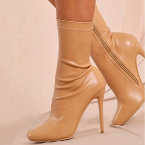 2021 New Skintight <b>Round</b> <b>Toe</b> Big Size 43 Solid Thin <b>Heel</b> Half Knee High Women Boots Side Zip Autumn Mid-calf Party Ladies - Product Image 3