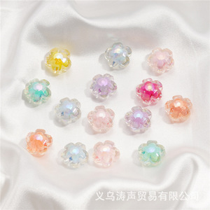 Acrylic Five Petal Flower <b>Beads</b> For Jewelry Making 12mm Colorful Loose <b>Beads</b> DIY Handmade Craft Supply - Product Image 1