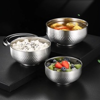 Vente en gros de bols à salade en acier inoxydable avec couvercle hermétique service de table et de rangement service en métal poli avec couvercle