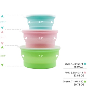 Custom Reusable <strong>Collapsible</strong> <strong>Silicone</strong> Food Storage <strong>Container</strong> for Baby Lunch Box Neutral Colour - Product Image 2