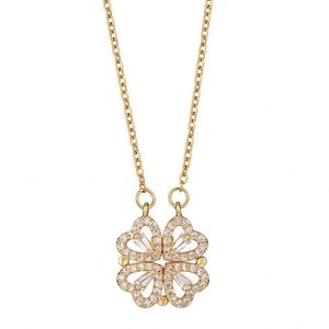 Collar con Colgante de Cuatro Corazones 2022, Chapado en Oro, Acero Inoxidable con Diamantes, Trébol de Cuatro Hojas, Corazón, Moda para Mujer - Product Image 6