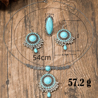 Lots en gros d'articles de mode : Boucles d'oreilles minimalistes vintage bohème en alliage plaqué argent avec pierre turquoise pour mariage et fête