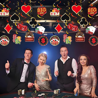 Décorations murales en spirale colorées sur le thème du casino, en carton, pour anniversaires, jeux de poker à Las Vegas, fournitures de fête