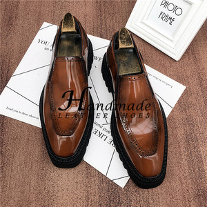 Nuevos zapatos de cuero con suela gruesa y acabado brillante, zapatos de negocios para hombre, cuero genuino - Product Image 5