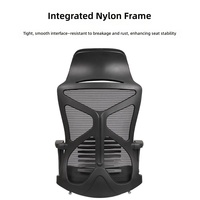 Chaise de bureau ergonomique moderne à dossier haut en maille, pivotante et réglable, avec appui-tête, support lombaire, inclinable et repose-pieds coulissant