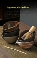 Bol à matcha en céramique rustique, style Moyen-Orient, ensemble de thé rétro, outil à matcha fait main, tasse à matcha classique, glaçure de four, 180 ml
