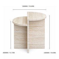 Table d'appoint à niveaux en travertin OEM Wabi-Sabi, mobilier durable, table basse pour projet hôtelier, table à thé double couche en pierre naturelle