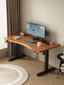 In legno massello da tavolo elettrico singolo motore ergonomico regolabile in altezza telaio in acciaio invertito a due sezioni per l'home Office - Product Image 3