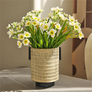 Mesa de comedor minimalista moderna para sala de estar, luz de escritorio, decoración de lujo, ramo de flores de Narciso de simulación, <span class=keywords><strong>planta</strong></span> en maceta - Product Image 4