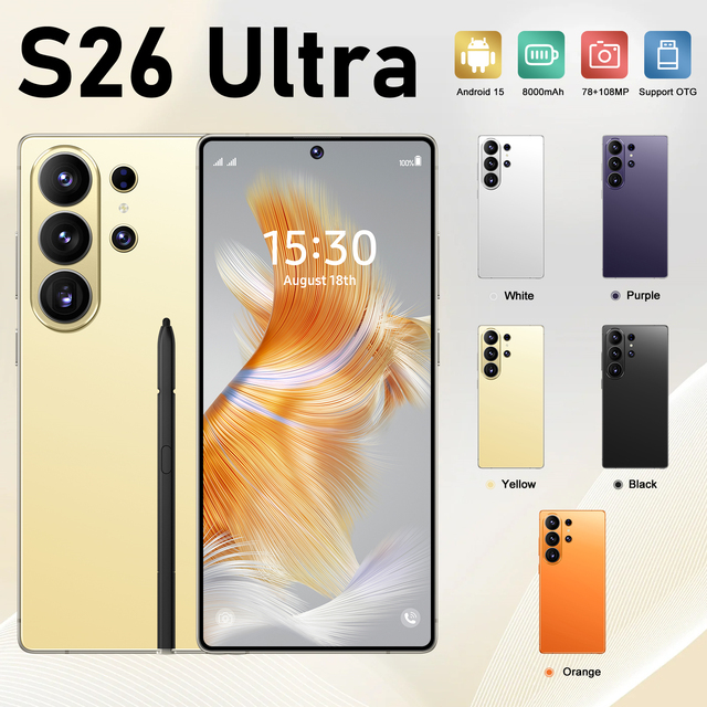 22GB+2TB 2026 New S26 Ultra Android 15 5G LTE Smartphone 6.8" 144Hz 108MP Camera 65W Quick Charge Big Screen Phone