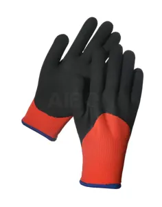 Schwarz blau wasser abweisendes Leder für Eisen Custom Logo Workout Reiten Schaffell Nylon Nitril beschichtete Sicherheits arbeits handschuhe