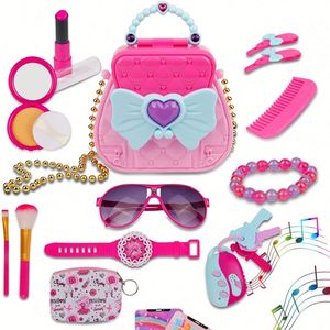 Kit de maquillage pour filles, jouets pour tout-petits, princesse rose, jeu de simulation pour filles, ensemble de déguisement pour fête, jouet pour enfants - Product Image 1