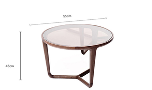 Scandinavian Thiết kế phòng khách đồ nội thất Bàn cà phê cho căn hộ Vòng Tempered <span class=keywords><strong>Glass</strong></span> Top tro gỗ hiện đại chuyển đổi sắt - Product Image 4