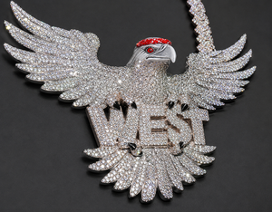 Collier Pendentif Lettre Personnalisée 3D Aigle Plaqué Or Moissanite VVS Iced Out Hip Hop Bijoux - Product Image 4