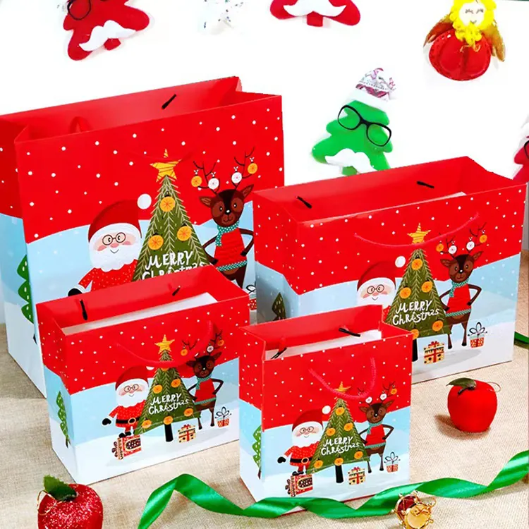 Impressão personalizada Reciclável Artesanato Embrulho Feliz Eva Presente Embalagem Criativa Papelão Natal Papel Handle Bag