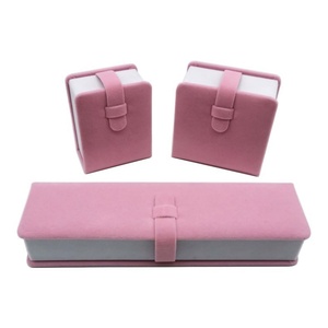 Custom logo Jewelry Box Packaging pink Color in a Book Shape Velvet <b>Ring</b> Pendant Necklace Jewelry Box - Product Image 2