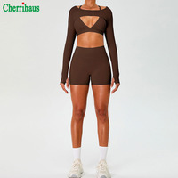 Ensemble de yoga 3 pièces brossé respirant à compression pour femme, tenue de fitness unie à séchage rapide pour la course en extérieur et la gym