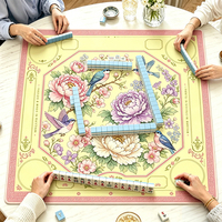 Tapis de Mahjong de Luxe Moderne Personnalisé, Imperméable, Antidérapant, en Caoutchouc, Design Chinoiserie Élégant, Vente Directe Usine