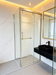 <span class=keywords><strong>Mampara</strong></span> de <span class=keywords><strong>Ducha</strong></span> en Forma de L de Acero Inoxidable Cepillado, Separación de Zonas Húmedas y Secas, Marco de Acero Inoxidable 304, Puerta Corredera - Product Image 1