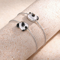 Bracelet Panda en Argent S925 pour Femme, Luxe Haut de Gamme, Style Dessin Animé Mignon, Vente Flash en Direct, Argent Sterling, Transfrontalier